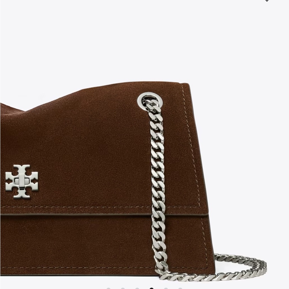 NEW WITHOUT TAGS Tory Burch Turnlock Kira Suede Shoulder Bag Dark Cocoa - Picture 4 of 6